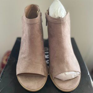Taupe Faux Suede V-Cut Ankle Bootie